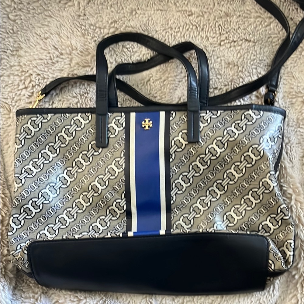 Tory Burch Blue and Black Tote Bag